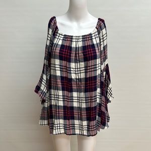 Fever peasant flannel top | Boho style with red,white,and blue.